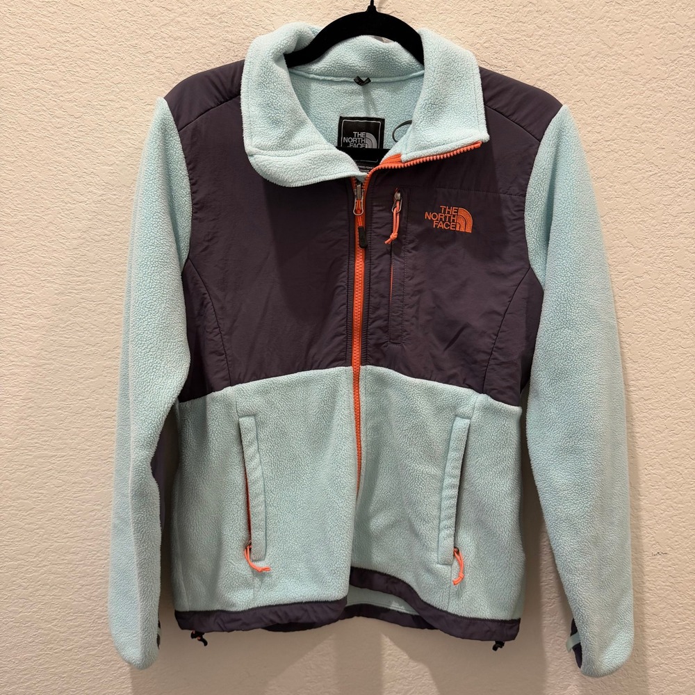 The North Face Denali Fleece Jacket Women Small Blue Gray Orange Full Zip
